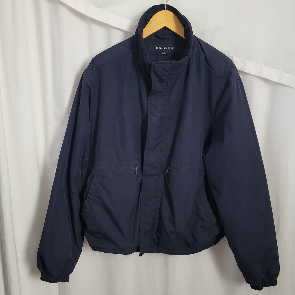 Dockers Coat Jacket Navy Blue Men's Large Casual Winter Full Zip Outerwear comfy